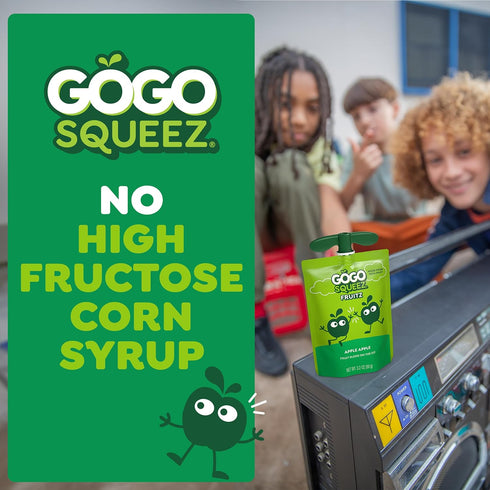 Pack, 3.2 oz (Pack 20), GoGo squeeZ No Sugar Added Applesauce and Fruit Puree Variety Apple, Mango & Banana, Pouches