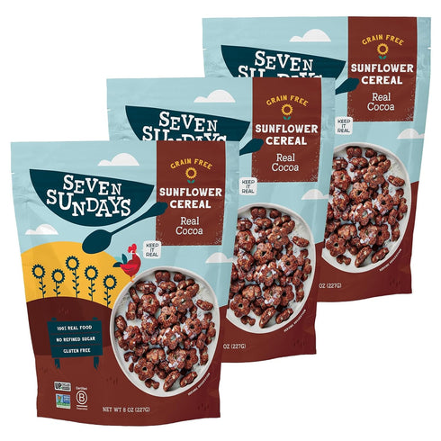 Seven Sundays Sunflower Cereal, Real Cocoa, 8 Oz Bag (Pack of 3),