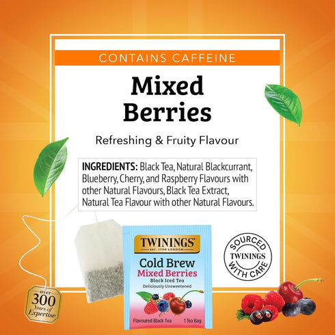 20 Count (Pack 6), 120 Twinings Mixed Berries Cold Brew Iced Tea Bags, of Unsweetened Flavoured Black Tea, Caffeinated