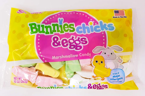 Pack 3 10 oz 30 oz Spangler Bunnies, Chicks, and Eggs Marshmallow Easter Candy - of - Per Bag - Total of Candy Gluten