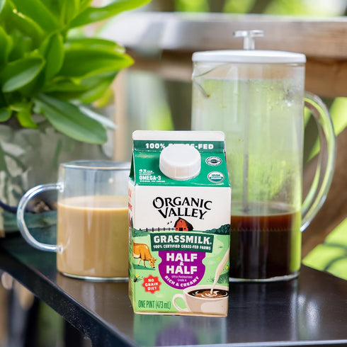 16 oz Organic Valley Grassmilk Half and Half Organic, Grass Fed, Non GMO (Pint)