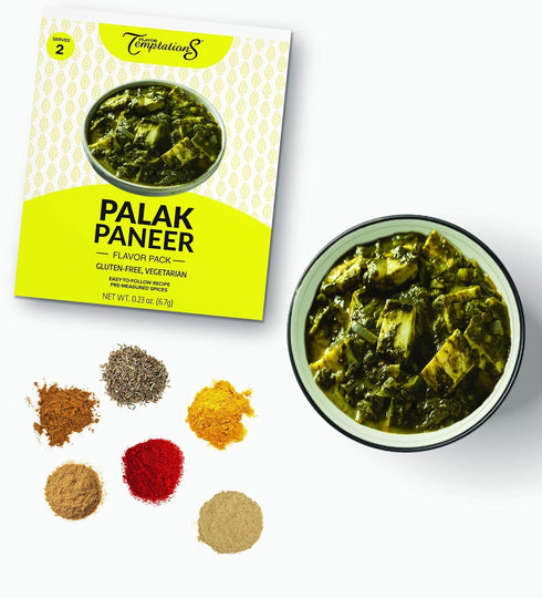 Set. 2 pack, 4. PALAK (SAAG) PANEER India Food Spice kit by Flavor Temptations. Home Cook CURRY Dishes with Beginner