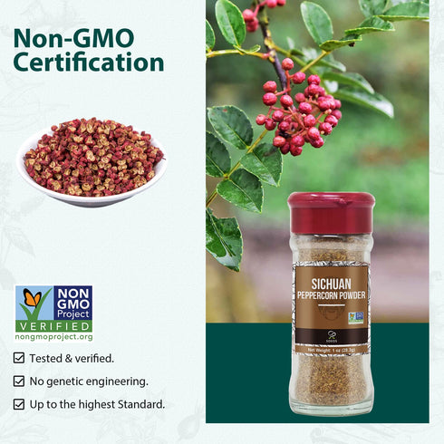 Soeos Sichuan Peppercorn Powder, 1oz (28.3g), Non-GMO Verified Ground Sichuan Green Peppercorns for Mapo Tofu