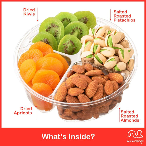 (4 Package, NUT CRAVINGS - Dried Fruit & Mixed Nuts Gift Basket in Red Box Assortments) Food Arrangement, Healthy Snack