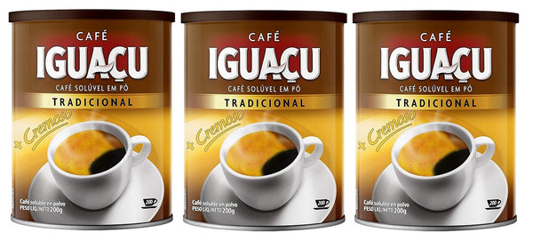 Cafe Iguacu Tradicional Instant Brazilian Coffee, Can 200 grams (Pack of 3)