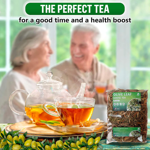 Olive Leaf Tea Loose Leaf – 8 oz Caffeine Free Herbal Tea for High Blood Pressure - Olive Leaf Whole