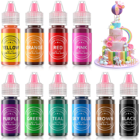 Food Coloring Liquid 10 Colors for Baking,Cherrysea Food Grade Cake Food Coloring