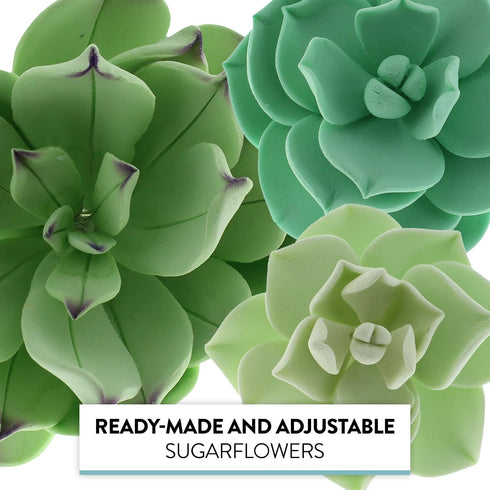 Set 3 9 Count Global Sugar Art Succulents Sugar Cake Flower, Sizes, by Chef Alan Tetreault