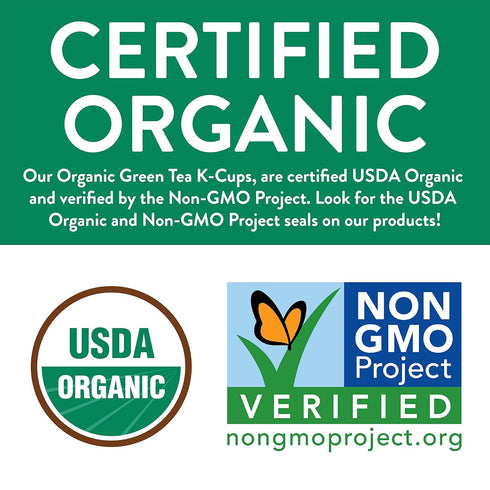 24 Count (Pack 1), FGO Organic Green Tea K-Cup Pods for Keurig, of Premium Green Tea is USDA Organic, Non-GMO