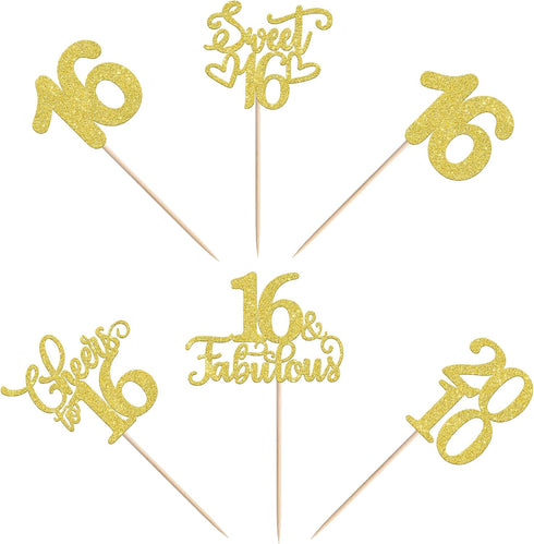 30 16th 16 2010 16 16th PCS Happy Birthday Cupcake Toppers Sweet Fabulous Sixteen Since Cupcake Picks Cheers to Years