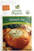 1.41 oz Pack 12 Simply Organic Spinach Dip Mix, Certified Organic, Gluten-Free | |