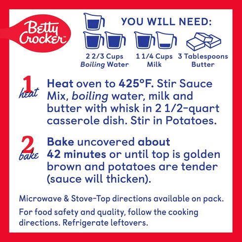 7 OZ Betty Crocker Au Gratin Casserole Potatoes Family Size