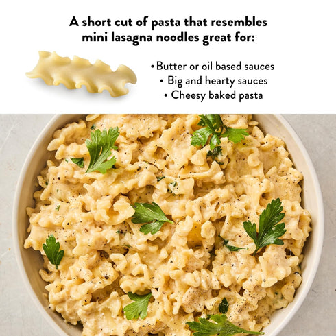 100% 16 oz (2 Pack) DeLallo Mafaldini Pasta, Mini Lasagna Noodles, Short Ruffle Shape, Vegan, Kosher, Non-GMO, Made