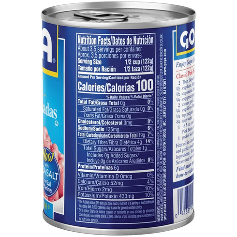 Pack 2 (15.5 oz Goya Low Sodium Pink Beans Canned, Smooth and Flavorful Habichuela Rosada, Pantry Staple, of Cans)