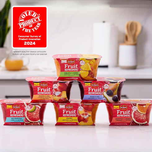 7 Oz, Pack 12 Del Monte Refreshers Grapefruit & Oranges in Pomegranate Fruit Water Cups