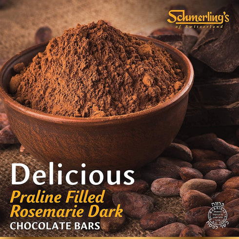 3.5oz (Pack 5) Schmerling's Rosemarie Parve Swiss Chocolate - Praline Filled Bitter-Sweet - Made in Switzerland
