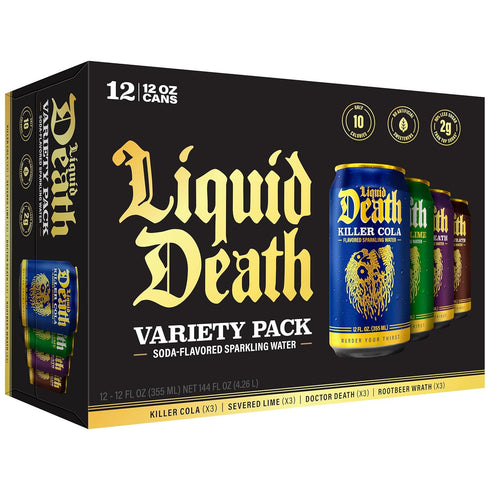 Liquid Death Soda-Flavored Sparkling Water - Classic Variety, Less Sugar*, Huge Flavor,