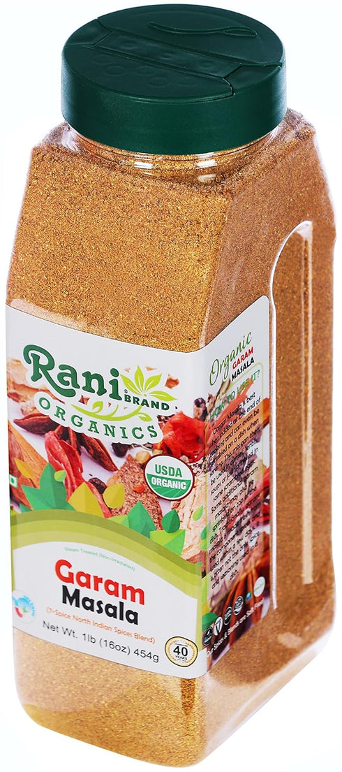 (7-Spice 16oz (1lb) 454g Rani Organic Garam Masala North Indian Spices Blend) PET Jar ~ All Natural | Salt-Free | Vegan