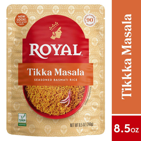 8.5 oz (Pack 6) Royal Tikka Masala Basmati Rice - Ready to Heat Rice - Microwavable Pouch