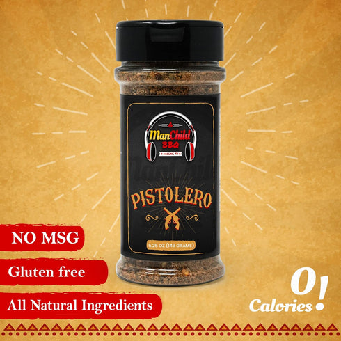 Pistolero Tex-Mex Seasoning (No MSG, Low Sodium) - Mexican Spices| Fajita & Taco Seasoning Mix | Seasonings and Spices for Cooking Pulled Chicken, Pork Ribs, Butt, Carne Asada, Pollo Asado | BBQ Rub by Manchild | Gluten Free | 5.25oz