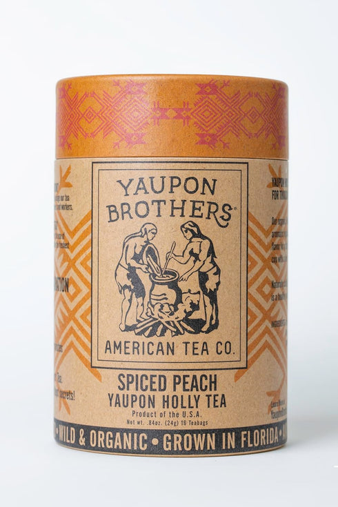 Yaupon Brothers Spiced Peach Yaupon Tea - 16 Eco-Friendly Tea Bags with Organic Peach Ingredients