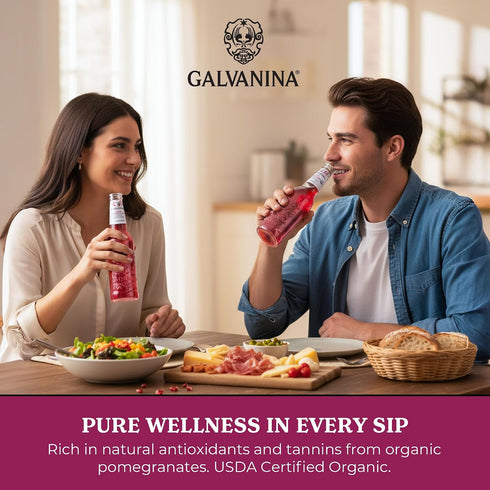 12 oz (Pack 1) Galvanina Pomegranate Premium Organic Italian Sparkling Soda, fl Glass Bottle of | Vibrant, Tart-Sweet