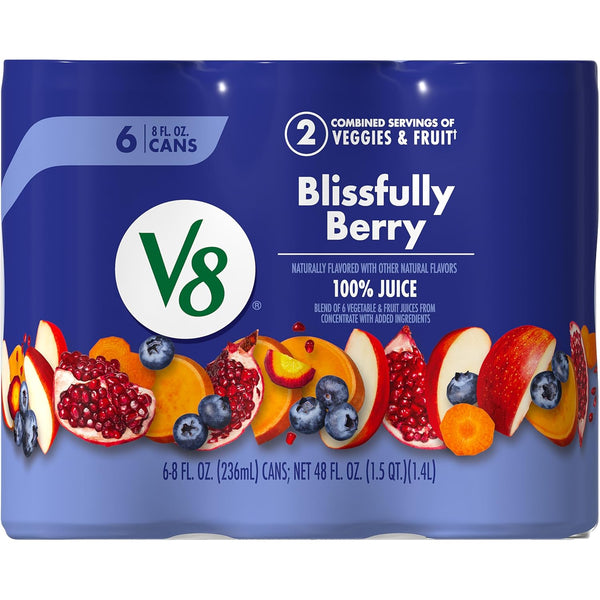 V8 Blissfully Berry 100% Fruit and Vegetable Juice, 8 fl oz Can
