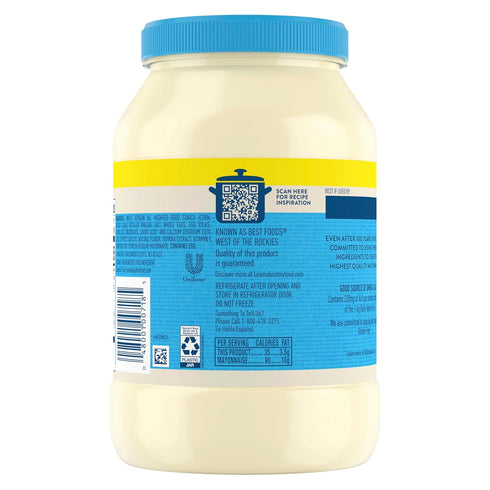 HELLMANN'S 48 oz Creamy Light Mayonnaise Light Mayo Made with Cage Free Eggs FL