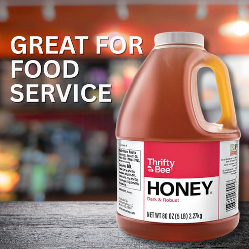80 (5 LB) Thrifty Bee Honey, Ounce Large Bulk Honey Jug