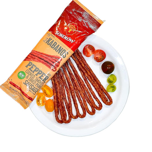 4.2 oz 120g (pack Dry Thin Kabanos with Pepper, Cooked, Smoked and Dried Pork Sausage, Polish Traditional Meat |