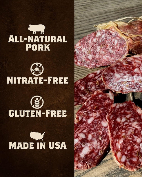 2 10oz Fortuna's Finocchiona Dry Salami - Nitrate-Free Artisanal Charcuterie with Natural Fennel - Gluten-Free