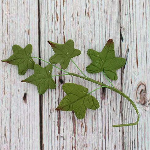 5 5 Global Sugar Art Ivy Leaf Sugar Cake Flowers Spray, Green with Red Tips, Sprays of leaves by Chef Alan Tetreault