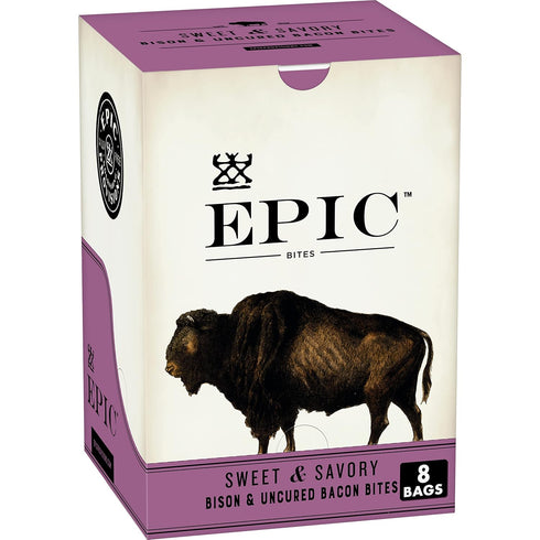 EPIC Bison and Uncured Bacon Bites, Sweet and Savory, Whole30 Approved, Paleo