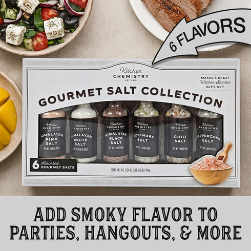 6 Sets Kitchen Chemistry Gourmet Salt Collection Assorted Himalayan Pink and Black Salt, Specialty Blends Premium