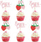 Ercadio 24 Pack Strawberry Cupcake Toppers Glitter Bow Birthday Strawberry Cake Picks