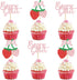 Ercadio 24 Pack Strawberry Cupcake Toppers Glitter Bow Birthday Strawberry Cake Picks