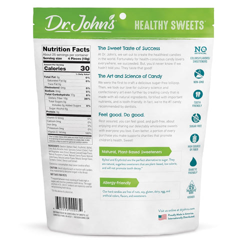 100 Count, 1 LB Dr. John's Healthy Sweets Classic Fruit Hard Candy with Zero Sugar, Dye Free, Plant Based, Keto