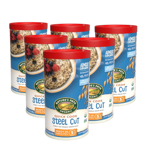 24 oz (Pack 6), Nature's Path Organic Quick Cook Steel Cut Oatmeal, of Non-GMO