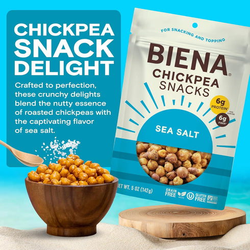 BIENA Chickpea Snacks - Crunchy Roasted Chickpeas, High Fiber Vegan Protein Snacks, Individual Pack