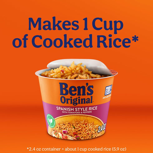 3.5 2.4 oz (Pack 8) BEN'S ORIGINAL Spanish Style Rice Single Serve Cup, Snack or Side, Microwave in Minutes