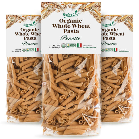 Food to Live Organic Pennette Whole Wheat Pasta 1.1 lb (Pack of