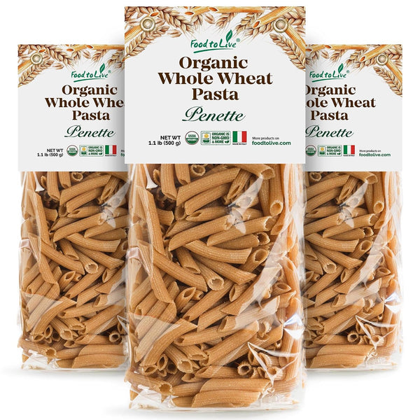 Food to Live Organic Pennette Whole Wheat Pasta 1.1 lb (Pack of