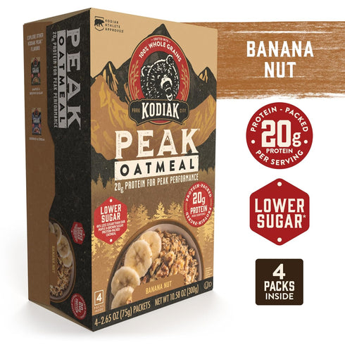 Packets, Protein,100% 6 4 packets 24 packets) Kodiak Cakes Peak Instant Oatmeal Banana Nut, High Whole Grains, box