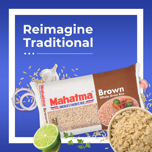 2lb Mahatma Whole-Grain Brown Rice, Bag of Rice, Stovetop or Microwave Rice