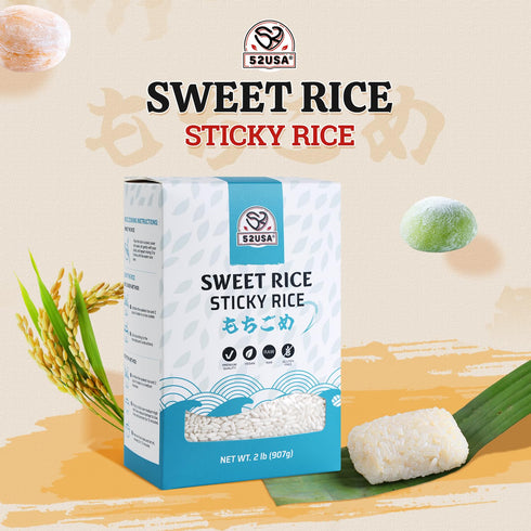 52USA 2 (32 907g (Pack 1), Sweet Sticky Rice Pound Ounce), Premium Glutinous Rice of Gluten-Free, Vegan, All Natural