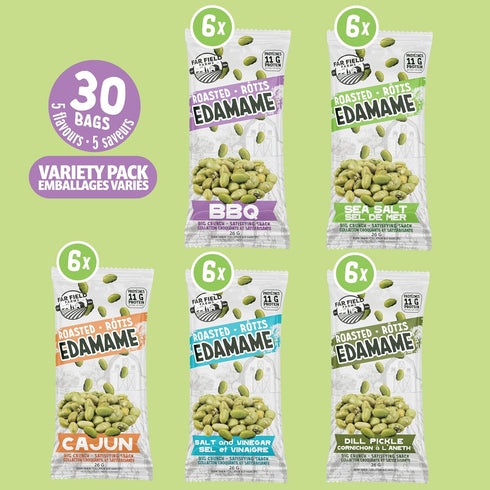 Urbani Pack, 11 0.9 oz 30 Far Field Crunchy Edamame Beans, Variety Low Calorie, Healthy Snack for Kids & Adults, g