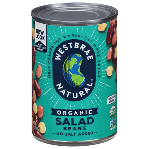 15 oz (Pack 12) WESTBRAE Natural Organic Salad Beans,No Salt Added, Source of Plant Based Protein and Fiber, Low Fat
