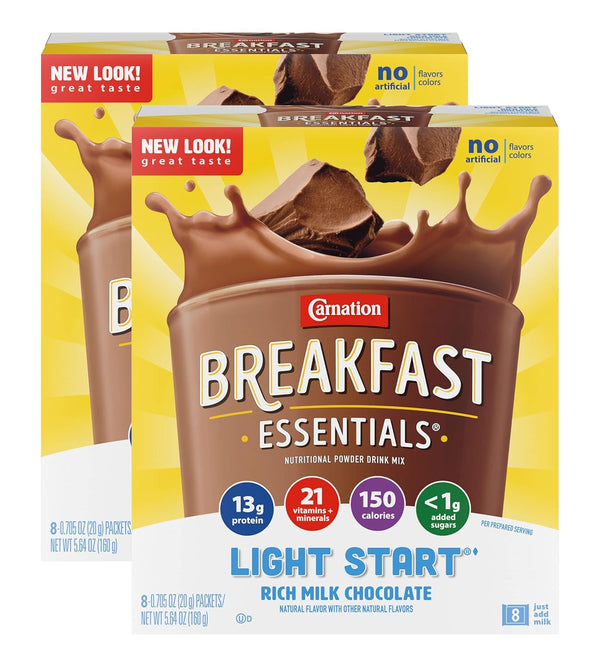 Carnation Breakfast Essentials Light Start Powder Drink Mix, Rich Milk Chocolate.705 Oz,