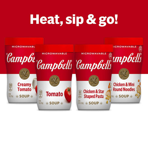11.1 Oz 8) Campbell's Sipping Soup, Classic Tomato Soup, Microwavable Cup (Case