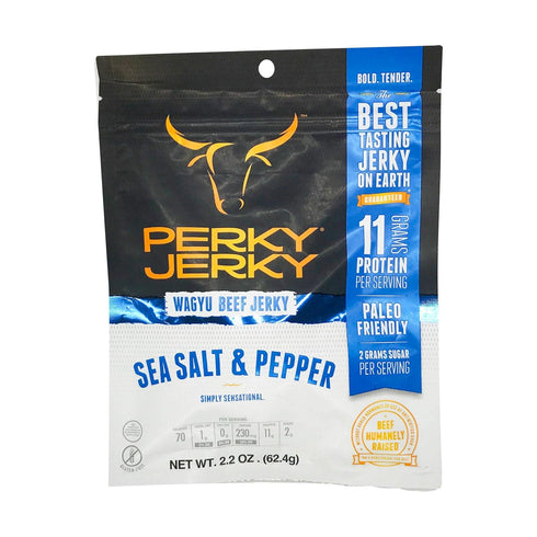 PERKY JERKY Sea Salt & Pepper Wagyu Beef Jerky, 2.2 OZ